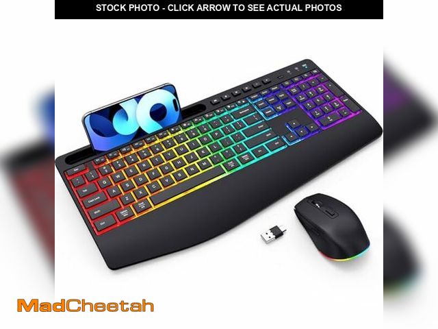 Lot 74-12718925 - Wireless Keyboard and Mouse Combo - Dual System RGB Backlit Mouse and Keyboard,2.4G Rechargeable,Ful...