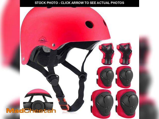 Lot 74-14294148 - Adjustable Kids Helmet with Knee Pad, Elbow Pads &amp; Wrist Guards - Toddler Bike Helmets for Ages ...