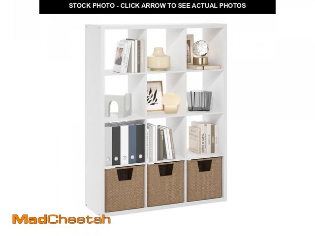 Lot 74-12166451 - Furinno Cubicle Open Back Decorative Cube Storage Organizer, 12-Cube, White - UNUSED