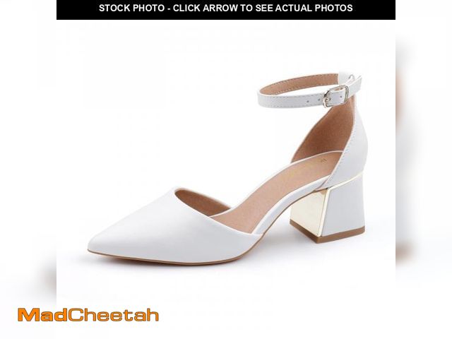 Lot 74-12303924 - BCTEX COLL Womens Pointed Toe Pumps Shoes Ankle Strap Chunky Low Heels Metal Lined Sandals Designed ...