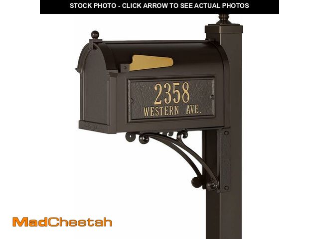 Lot 74-13734088 - (MISSING MAILBOX) Whitehall Products Deluxe Mailbox Package, Aluminum, French Bronze - Includes Side...