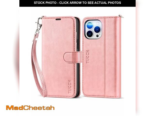 Lot 74-14154021 - TUCCH Wallet Case for iPhone 13 Pro Max, RFID Blocking Card Slot Magnetic Lanyard [Wriststrap], Stan...