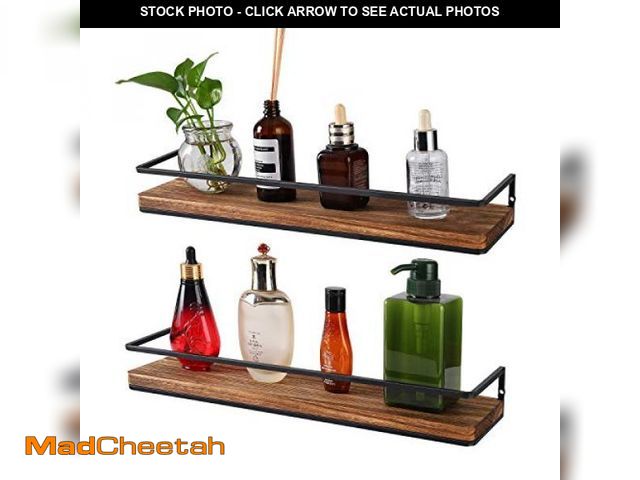 Lot 74-12329084 - Meangood Floating Shelves Wall Mounted Set of 2, Rustic Wood Wall Storage Shelves for Bedroom,Living...