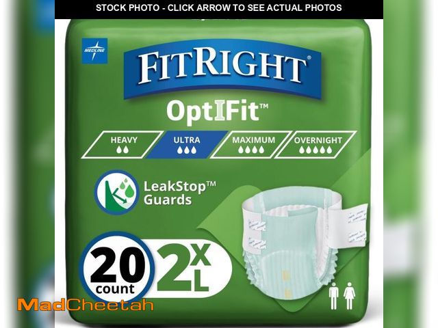 Lot 74-12218296 - Medline FITULTRAXXLZ FitRight Ultra Briefs, XX-Large (Pack of 20) - UNUSED