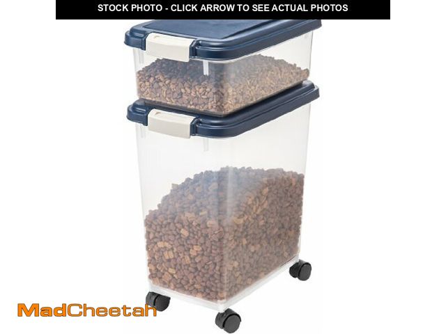 Lot 74-12828965 - IRIS USA 2-Piece 41 Lbs / 45 Qt WeatherPro Airtight Pet Food Storage Container Combo and Treat Box f...