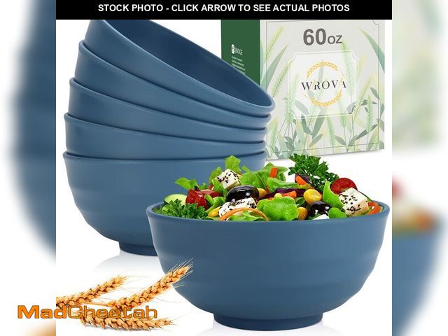 Lot 74-12707355 - Wheat Straw Bowls Set 60 OZ Unbreakable Large Cereal Bowls Set of 6 Microwave and Dishwasher Safe Bo...