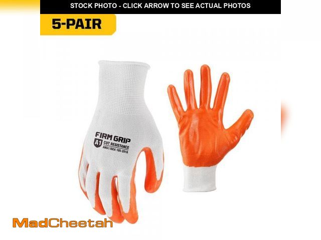 Lot 74-12524703 - (PALLET OF 450 BAGS) FIRM GRIP Large Nitrile Coated Work Gloves (5 Pack/Per Bag) - UNUSED