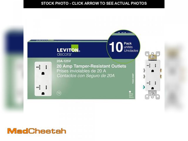 Lot 74-12050473 - Leviton M02-T5825-Wmp 20a 125v White Decora Tamper Resistant Outlets 10 Count - USED