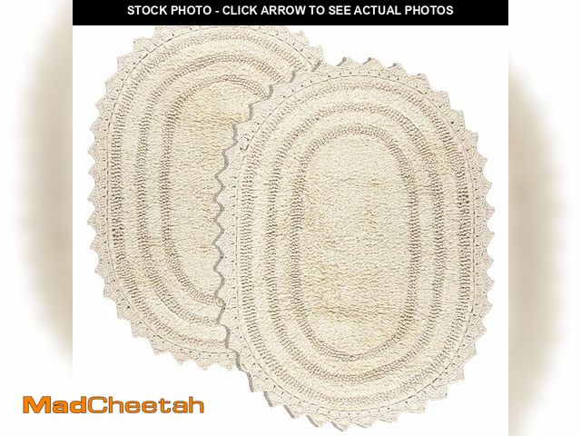 Lot 74-12705102 - RAJRANG Shortbread Bathroom Rug Oval 24x17 Inches Pack of 2 Cotton Crochet Reversible Boho Bath Mat ...