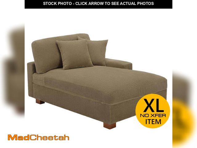 Lot 74-14328234 - Uixe Camel Corduroy Polyester Right Arm Facing Sectional Chaise Lounge with Wood Legs(Set of 1) - UN...