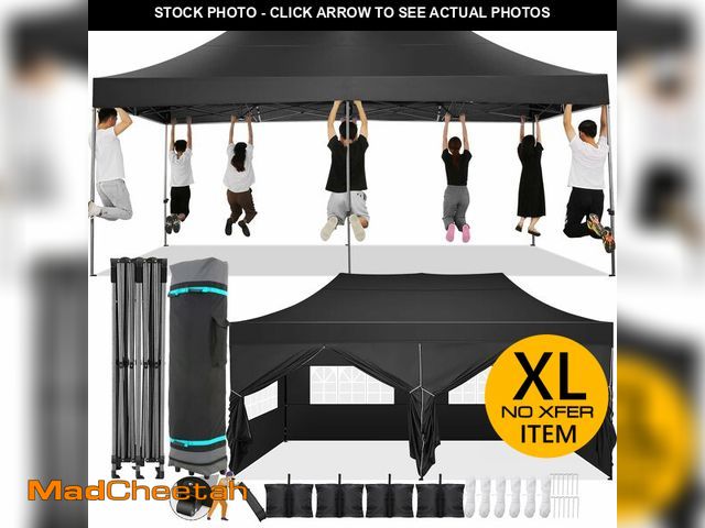 Lot 74-12785503 - (MISSING STAKES,SANDBAGS,ROPE0 COBIZI 10x20 Pop Up Canopy with 6 Sidewall,Heavy Duty Canopy UPF 50+ ...