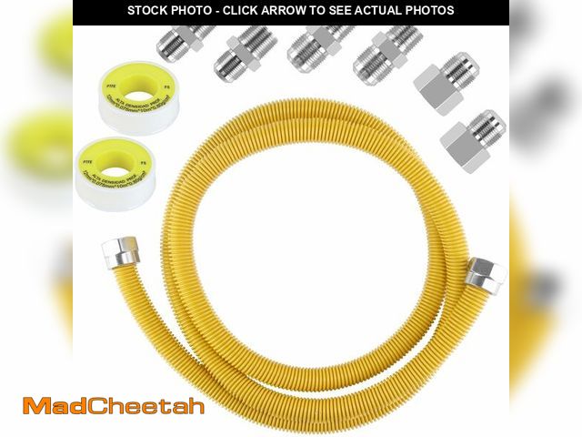 Lot 74-13957252 - 48" Gas Dryer Hose Kit,Stainless Steel Stove Gas Line with Connector 1/2" MIP 3/4"FIP 1/2"FIP(3/4"MI...