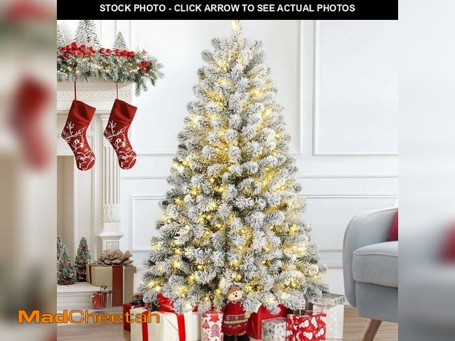Lot 74-12888534 - Qunler Pre-Lit Christmas Tree, 4FT Artificial Christmas Tree with 360 Tips, Snowy Xmas Tree with 120...