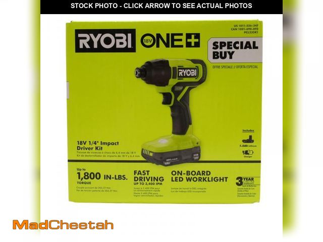Lot 74-12087125 - RYOBI ONE+ 18V Cordless 1/4 in. Impact Driver Kit - USED