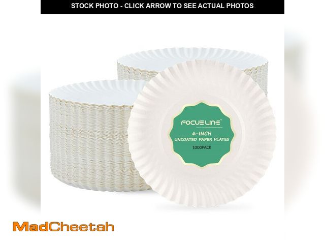 Lot 74-12700782 - FOCUSLINE 6 Inch Paper Plates 1000 Count, White Paper Plates Uncoated, Everyday Disposable Dessert P...