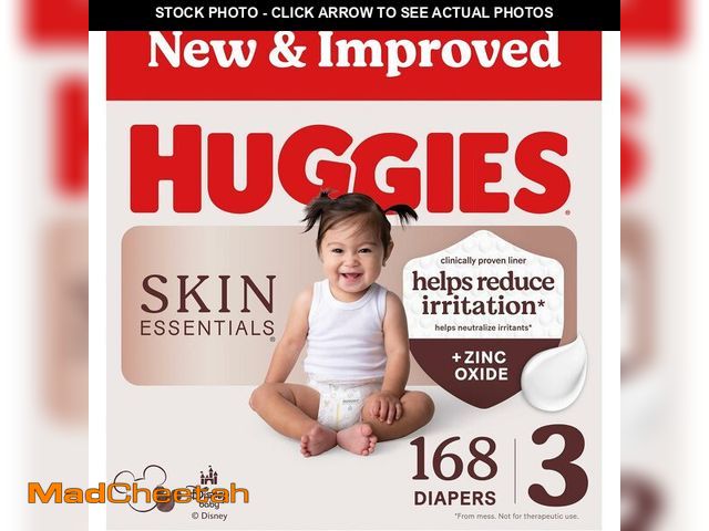 Lot 74-14367875 - Huggies Size 3 Diapers, Skin Essentials Baby Diapers, Size 3 (16-28 lbs), 168 Count (3 Packs of 56),...