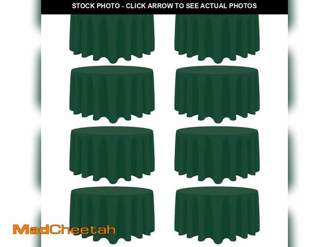 Lot 74-14209489 - Heneger 8 Pack Dark Green Round Tablecloth 90 Inch Stain and Wrinkle Resistant Round Hunter Green Ta...