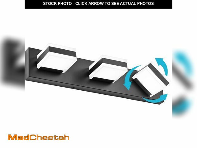 Lot 74-13067854 - SOLFART Vanity Lights for Bathroom, Black 3 Light Bathroom Light Fixtures Modern Black LED Vanity Li...