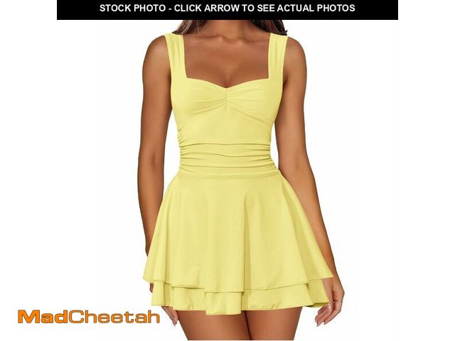 Lot 74-14049217 - IWD Women's 2026 Sleeveless Tank Top Summer Holiday Party A Line Dress Square Neck Flowy Ruffle Date...