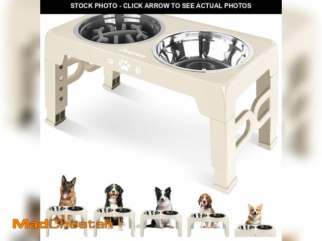Lot 74-14268820 - Jovrun Elevated Dog Bowls for Medium Large Size Dogs, Non-Slip Dog Feeder with 1*Stainless Steel Dis...