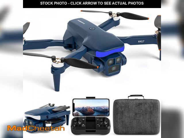 Lot 74-12308624 - K417 Drone with Camera 1080P HD,Blue LED Lights AI Drones,90ÃÂ° Electric Adjustable with 2 Cameras ...