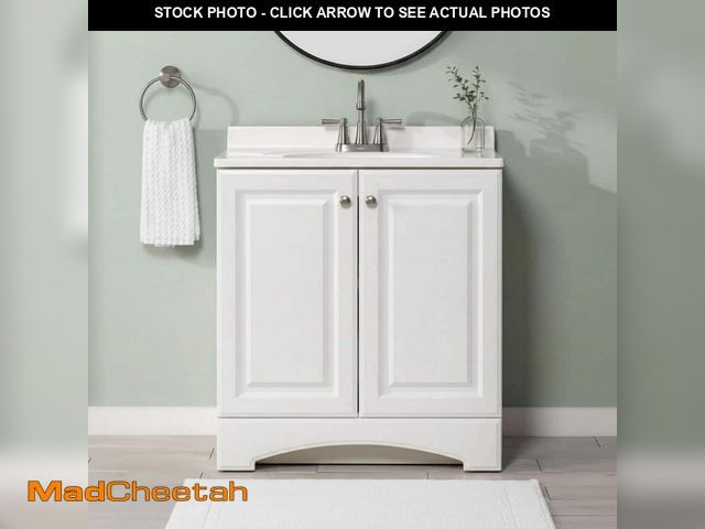 Lot 74-14373594 - Glacier Bay 31 in. Single Sink White Freestanding Bath Vanity with White Cultured Marble Top (Assemb...