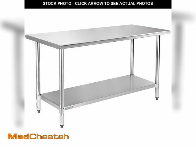 Lot 74-12693594 - (DENTED) STABLEINK NSF Stainless Steel Table 30 x 60 Inches 5ft Metal Prep &amp; Work Tables with Ad...