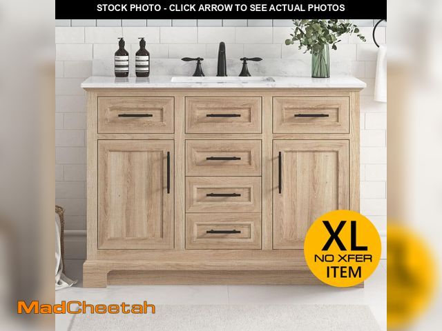 Lot 74-13286894 - Home Decorators Collection Doveton 48 in. Single Sink Freestanding Weathered Tan Bath Vanity with Wh...