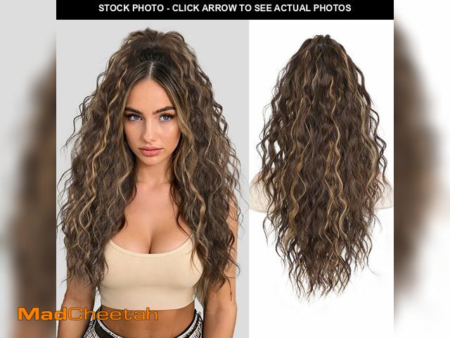 Lot 74-14053109 - Stamped Glorious Ponytail Extension 22" Curly Wavy Pony Tail Claw Multi Layered Clip on Ponytail Ext...