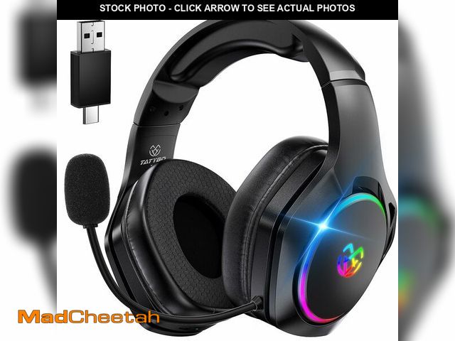Lot 74-14214128 - Tatybo Gaming Headset for Ps5 Ps4 PC, 2.4GHz USB &amp; Type-C Gaming Headphones, 40Hrs &amp; 7.1 Sur...