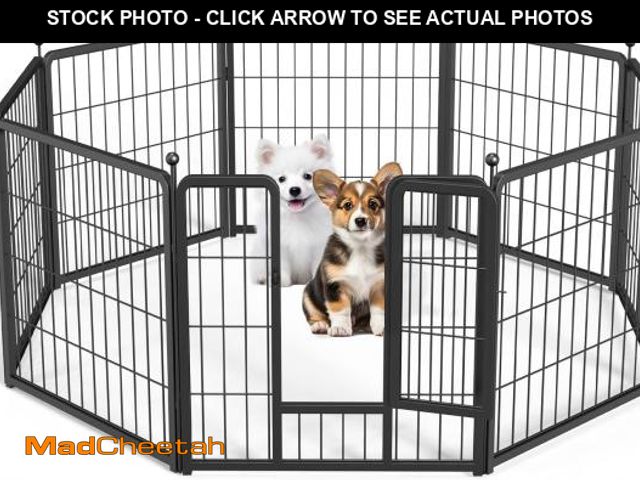 Lot 74-12098505 - Simple Deluxe Dog Playpen Indoor Outdoor, 24" Height 8 Panels Fence with Anti-Rust Coating, Metal He...