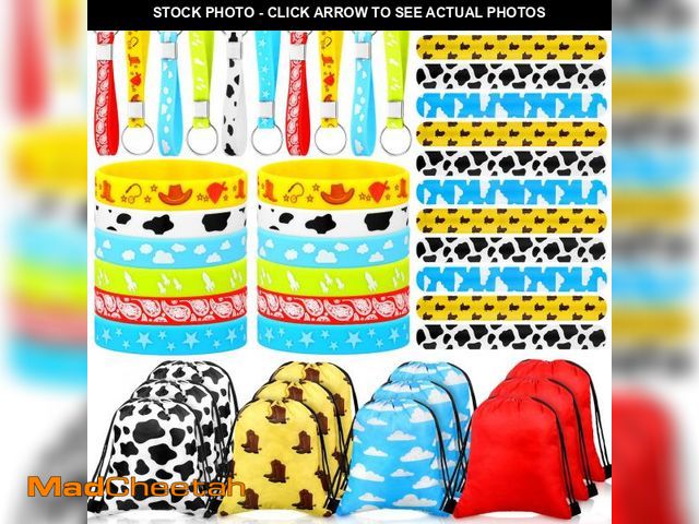 Lot 74-12305935 - Ecally 60 Pcs Cartoon Story Party Favors Include 12 Cartoon Story Themed Silicone Stretch Wristbands...