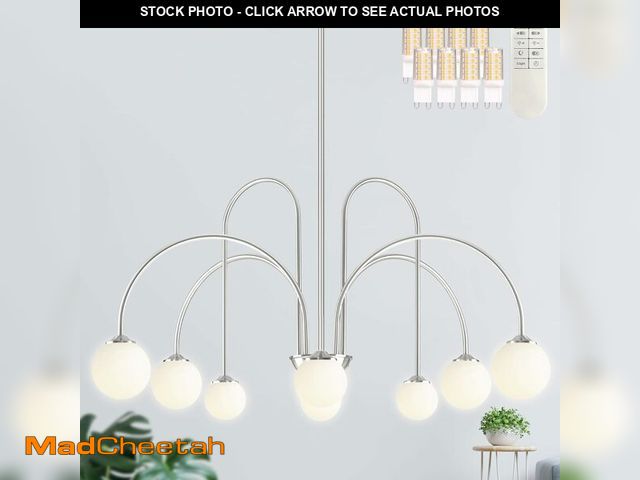 Lot 74-13039723 - Bagood Nickel Sputnik Chandelier 8-Light Globe Pendant Light 38.5" Modern Sputnik Light Fixture with...