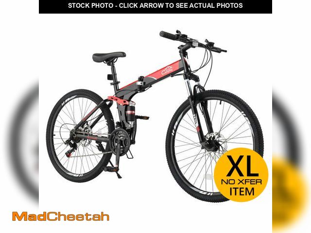 Lot 74-12669133 - UBesGoo Folding Mountain Bike Shimano 21-Speed, with 26 inch Wheels, Red&amp;Black - USED