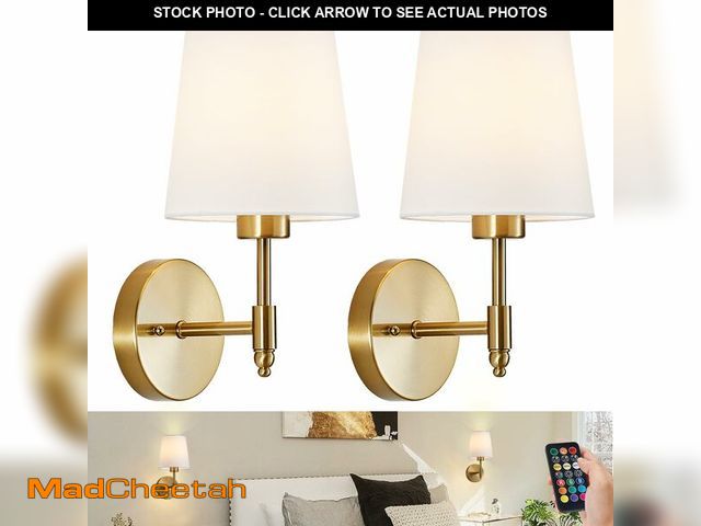 Lot 74-14294052 - A1A9 Rechargeable Wall Sconces Set of 2, Brushed Gold Cordless Battery Operated Sconce with Dimmable...
