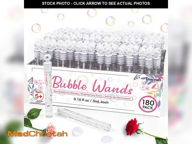 Lot 74-14205060 - 180 Pack Bubble Wands Bulk, Party Favors for Weddings, Anniversaries, Celebrations, Graduation, Birt...
