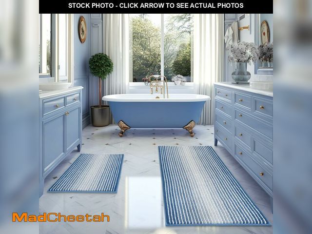 Lot 74-12839426 - BSICPRO Bathroom Rugs and Mats Sets, 2 Piece Thick Absorbent Chenille Bath Mat Rug Set Non Slip, Sof...