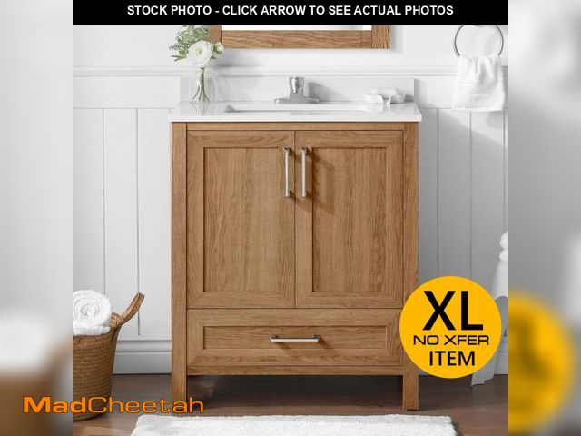 Lot 74-12826899 - Home Decorators Collection Moorside 30 in. Single Sink Sweet Maple Bath Vanity with White Engineered...