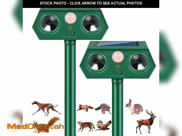 Lot 74-14205122 - 2 Pack Solar Ultrasonic Animal Repellent Outdoor Sonic Fortress Pro Deer Repellent with Motion Detec...
