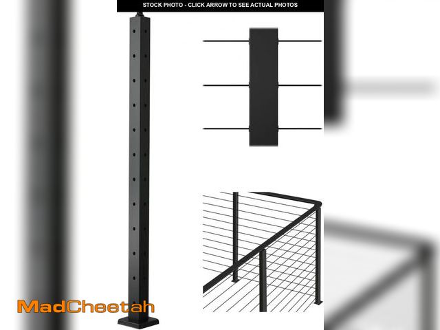 Lot 74-12399422 - VEVOR Cable Railing Post, 42"x2"x2" Deck Railing Post, Black Corner Post, Stainless Steel Cable Rail...