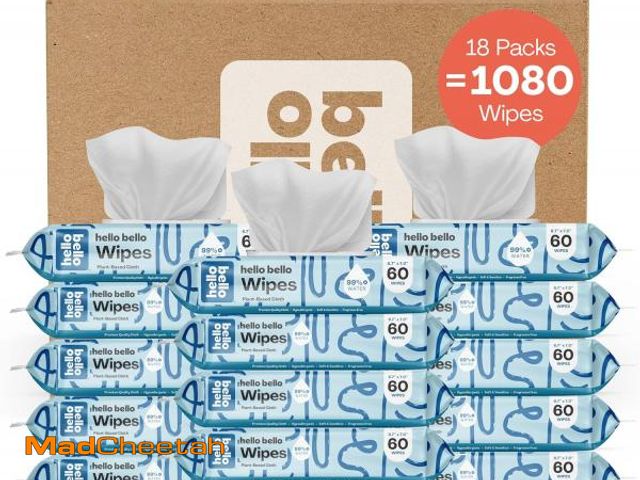 Lot 74-12096211 - Hello Bello Extra Gentle Unscented Baby Wipes, Plant Based, Made with 99% Water and Aloe for Babies ...