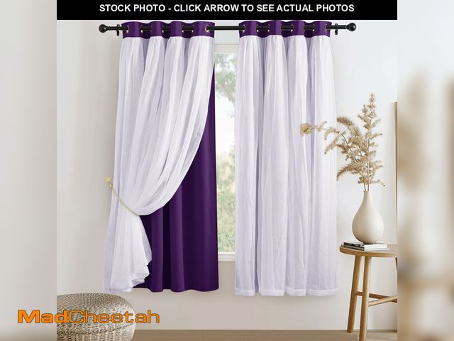 Lot 74-12704845 - PONY DANCE Bedroom Curtains Purple - Mix &amp; Match Room Darkening Curtains with White Crushed Shee...