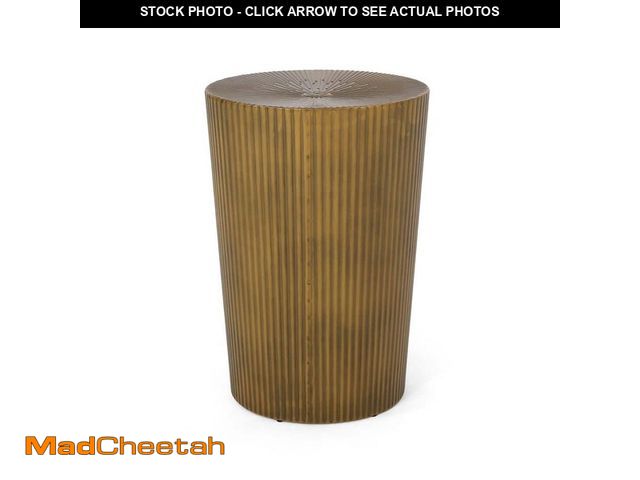 Lot 74-12770811 - Bartram Brushed Antique Gold Iron Side Table - UNUSED