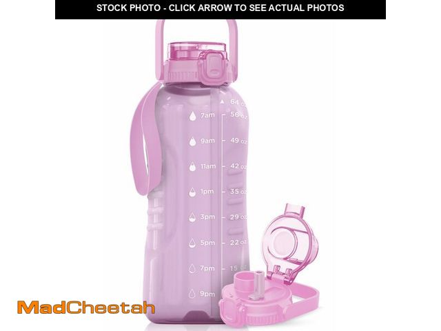 Lot 74-12682462 - AQUAFIT 64 oz Water Bottle with Time Marker - 2in1 Straw &amp; Chug Lid - BPA Free Big Water Bottle ...