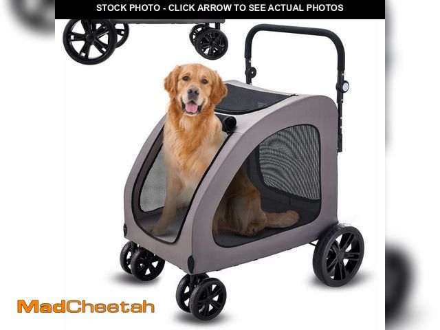 Lot 74-13041797 - VEVOR Pet Stroller, 4 Wheels Dog Carrier with Brakes, 160lbs Weight Capacity, Portable Puppy Travel ...