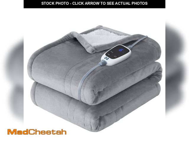 Lot 74-12442039 - Sealy Electric Throw Blanket, Flannel &amp; Sherpa Heated Throw with 6 Heating Levels &amp; 2-10 Hou...
