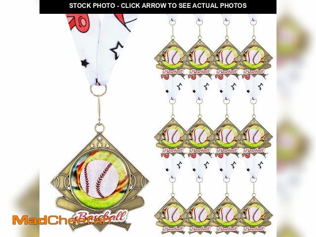 Lot 74-14272113 - Seenelling 12 Pcs Baseball Medals Gold Metal Baseball Award Medals with Ribbon Sport Ball Trophy Pri...