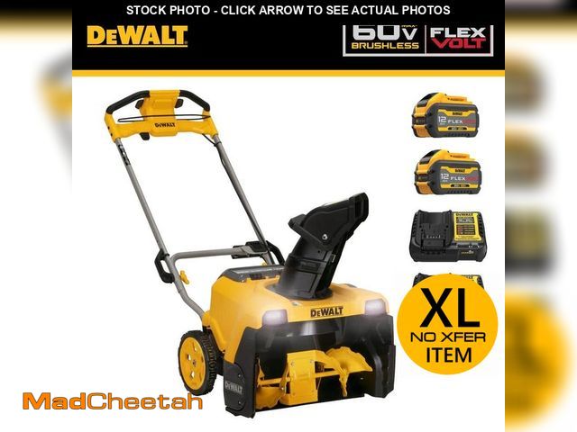 Lot 74-13129527 - (MISSING BATTERIES) DEWALT 60-Volt 21 in. Maximum Cordless Electric Single Stage Snow Blower with Tw...