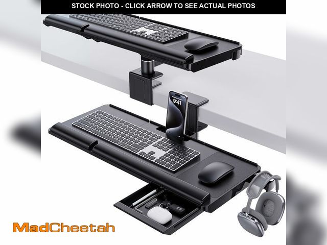Lot 74-13544890 - Klearlook Upgraded Adjustable Keyboard Tray for Above Desk &amp; Under Desk Use - Ergonomic Sit-Stan...
