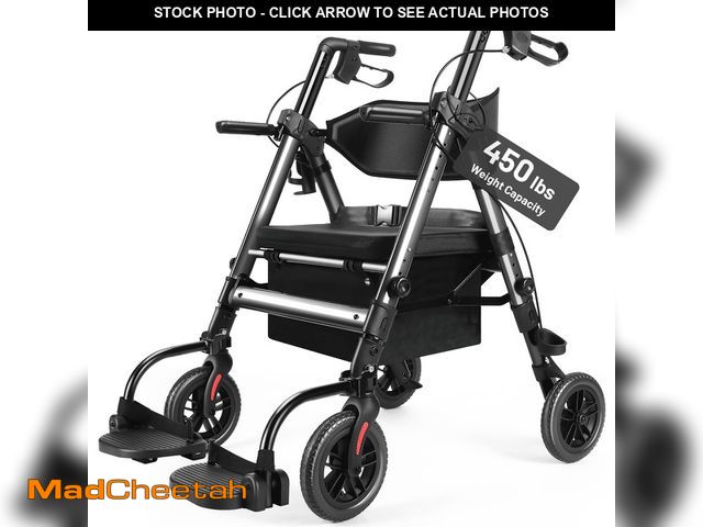 Lot 74-13656883 - Heavy Duty Rollator Walker for Seniors with seat, Foldable 2-in-1 Rolling Walkers Wheelchair Combo f...